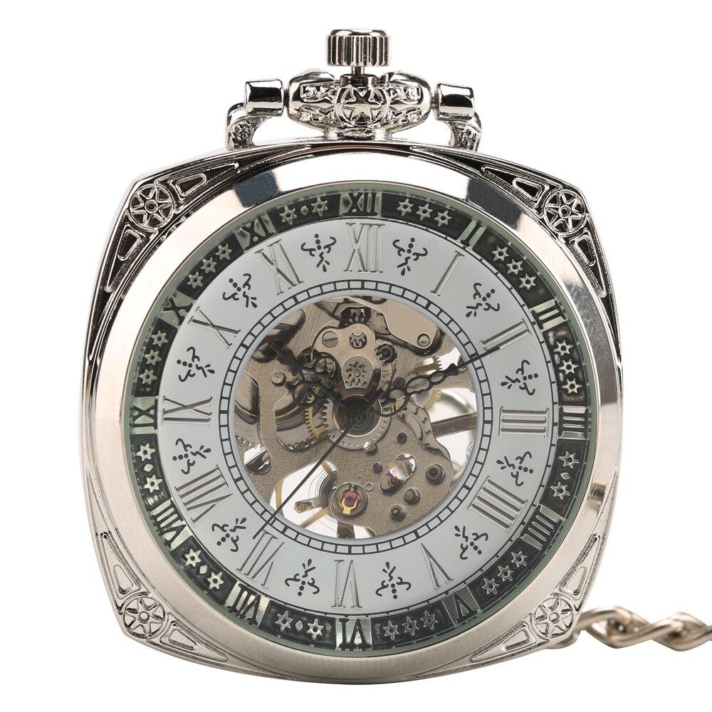 Montre à gousset mécanique à remontage manuel, de forme carré, gravure et cadrans ouvert Ma montre à gousset
