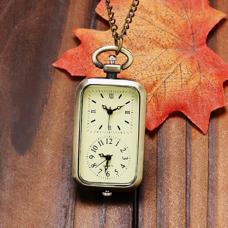 Montre à gousset rectangulaire deux fuseaux mouvements quartz Ma montre à gousset