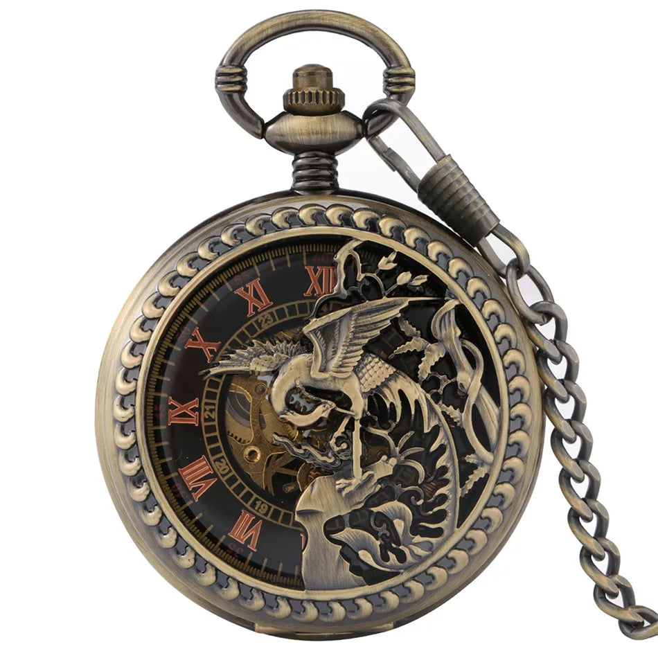 Montre mécanique à remontage manuel capot siglé d'une Créature mythique Ma montre à gousset