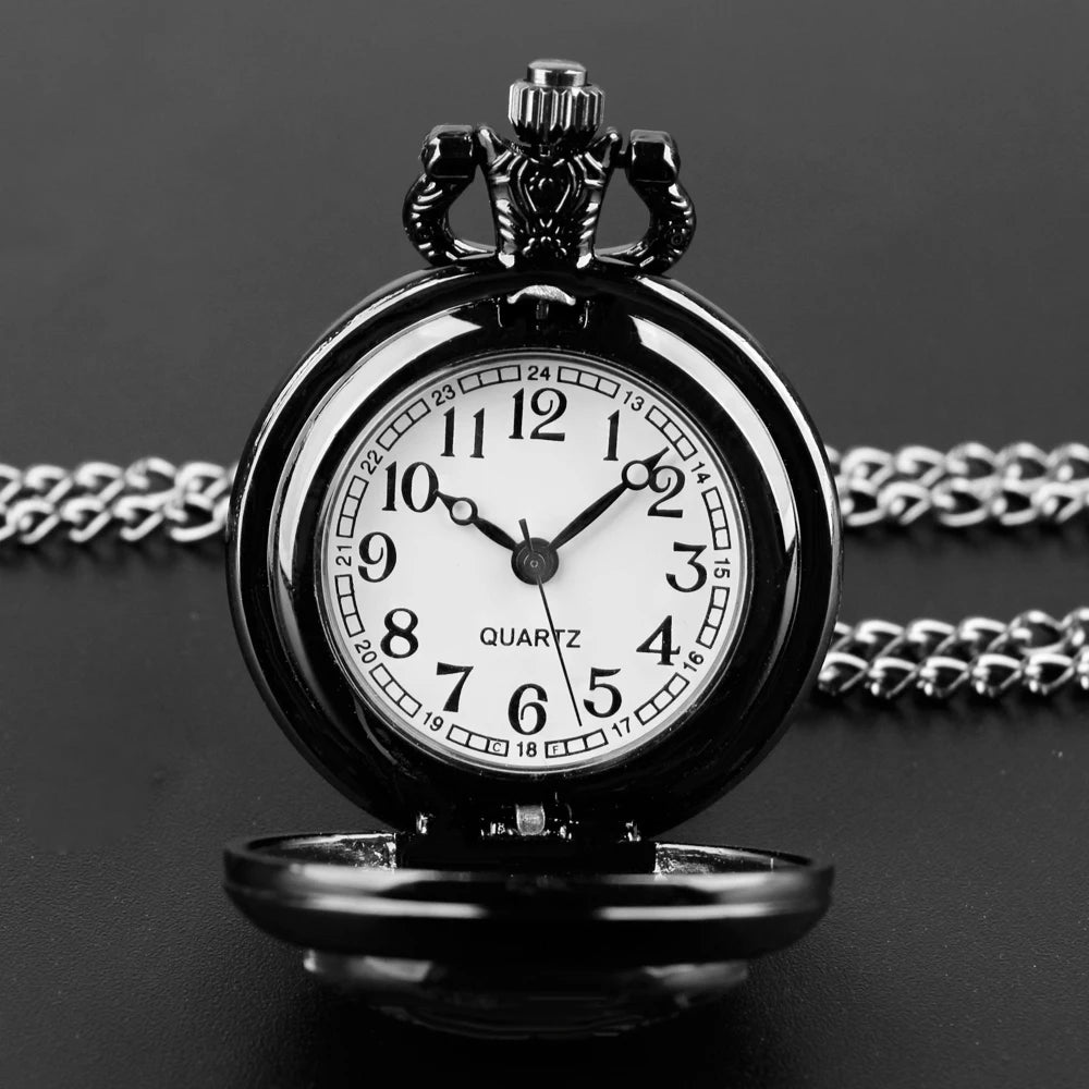 Montre à Gousset Halloween  chat – Cadran Blanc, Capot Décoré
