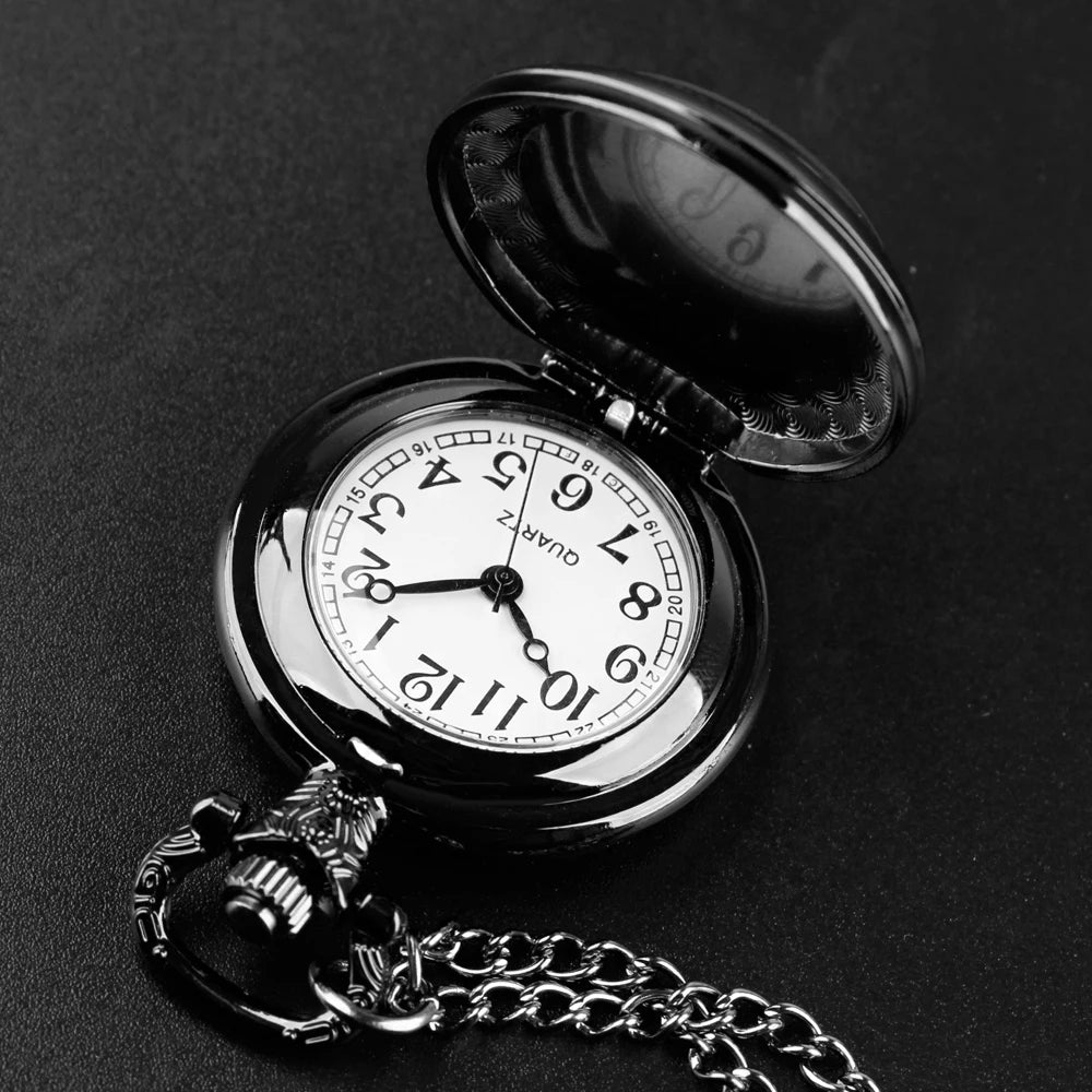 Montre à Gousset Halloween  chat – Cadran Blanc, Capot Décoré