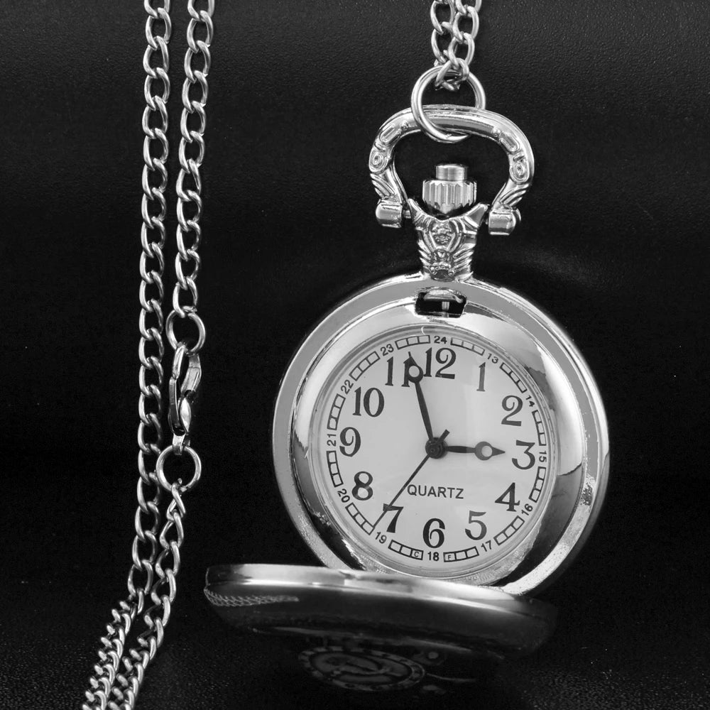 Montre à Gousset Halloween  chat – Cadran Blanc, Capot Décoré