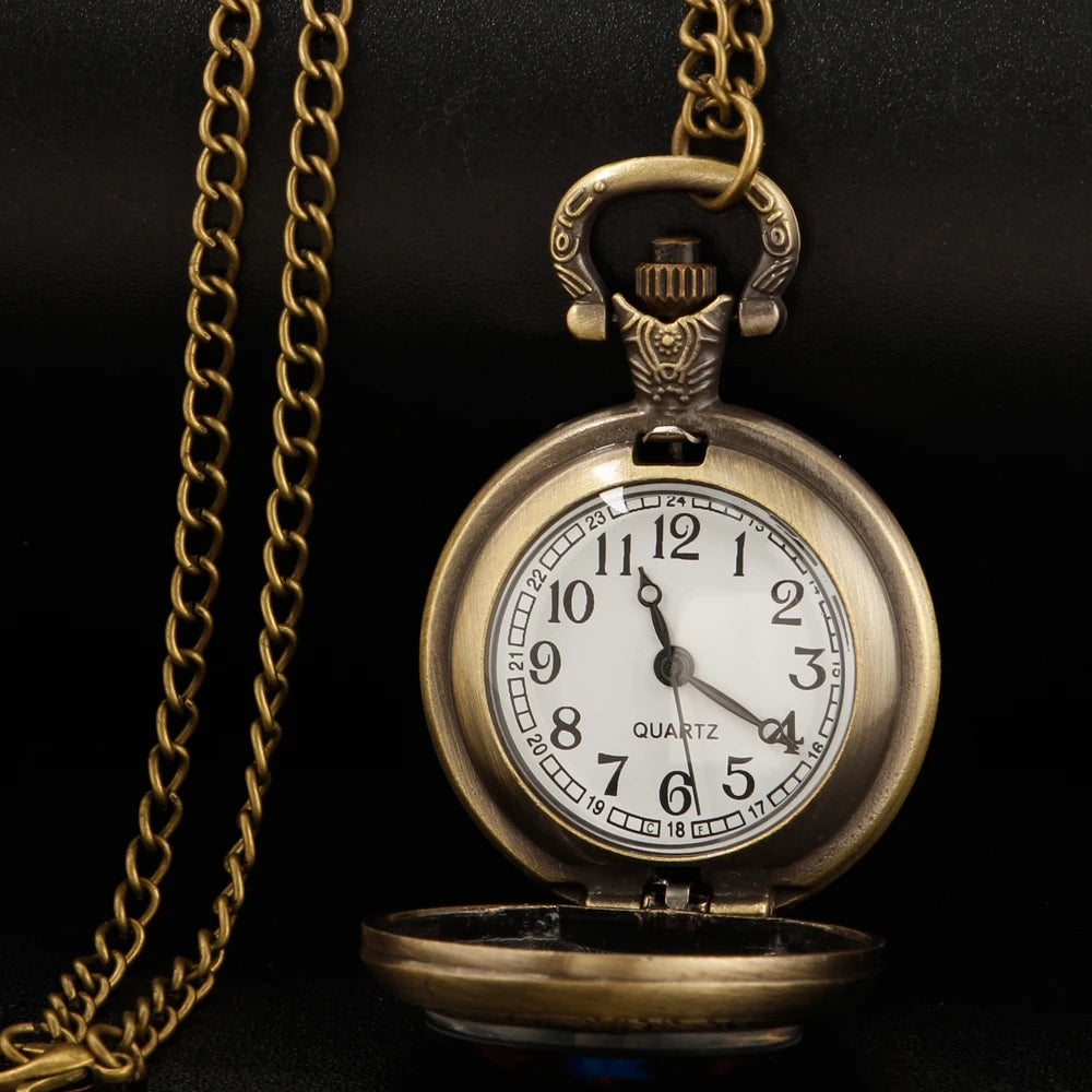 Montre à Gousset Halloween  chat – Cadran Blanc, Capot Décoré