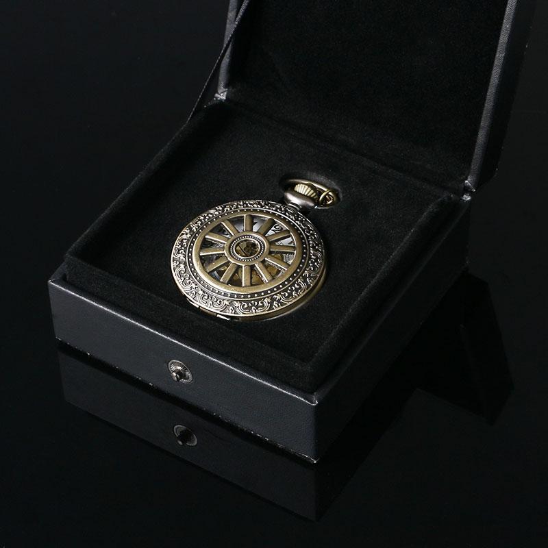 Ecrin pour montre de poche en cuir noir Ma montre à gousset