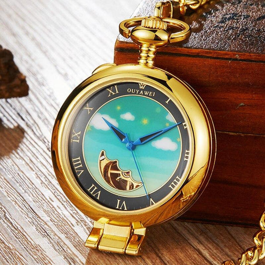 Montre à gousset boitier couleur or avec capot repose bureau et mouvement mécanique Ma montre à gousset