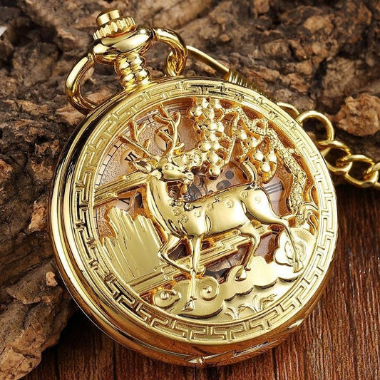 Montre à gousset mécanique à remontage manuel à l'effigie du renne Ma montre à gousset