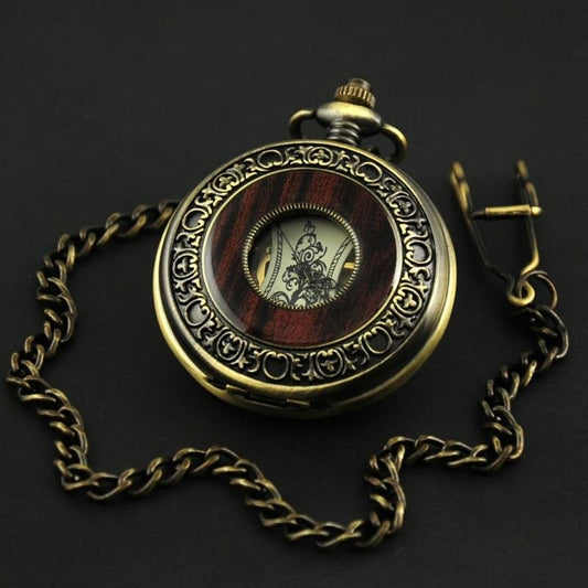 Montre à gousset mecanique à remontage manuel capot avant bois ajouré Ma montre à gousset