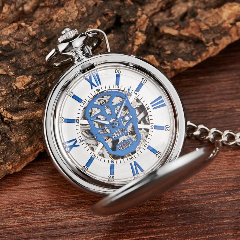 Montre à gousset mécanique à remontage manuel, boitier doré et cadrans skull Ma montre à gousset