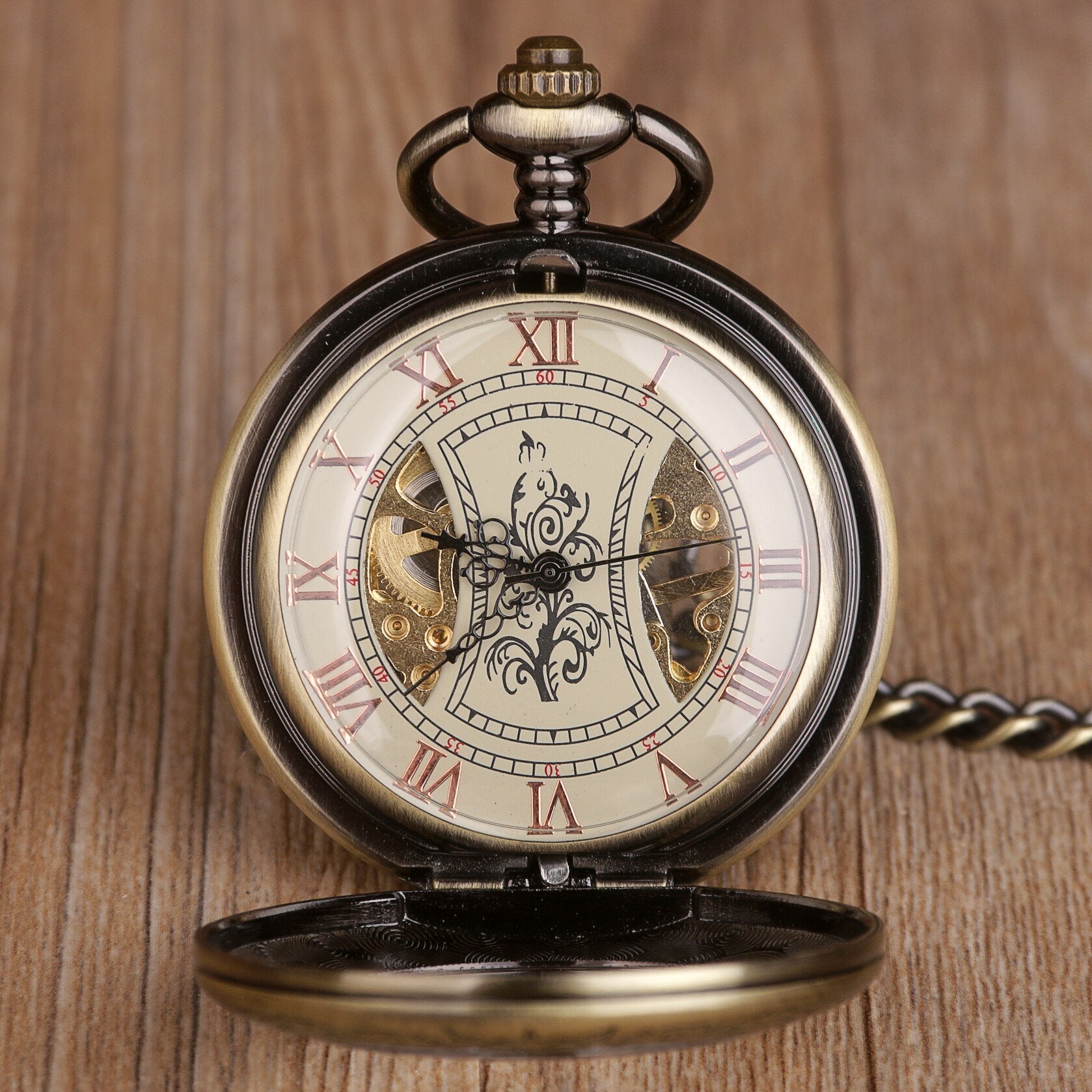 Montre à gousset mécanique à remontage manuel, capot avant et arrière vitré et cadran ouvert Ma montre à gousset