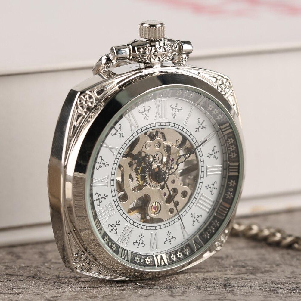 Montre à gousset mécanique à remontage manuel, de forme carré, gravure et cadrans ouvert Ma montre à gousset
