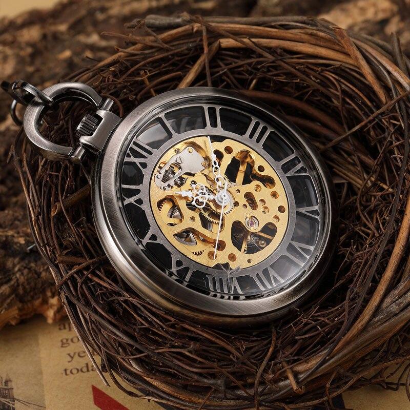 Montre à gousset mécanique à remontage manuel, mouvement apparent et chiffres romains Ma montre à gousset