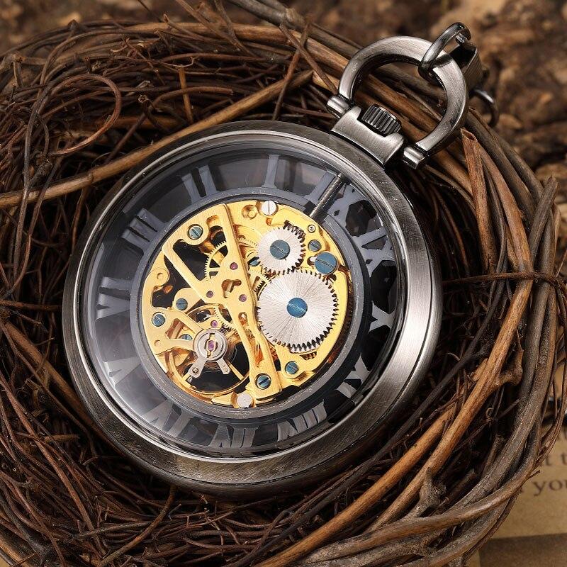 Montre à gousset mécanique à remontage manuel, mouvement apparent et chiffres romains Ma montre à gousset